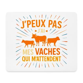 J'peux pas j'ai mes vaches - Tapis de souris (format paysage) - blanc - Devant