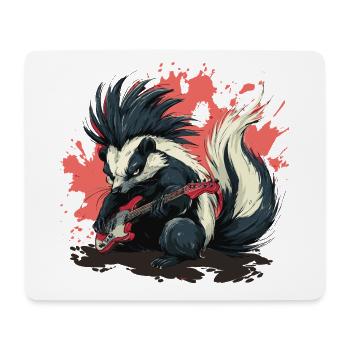 Punk Stinktier mit Bassgitarre - Mousepad (Querformat) - Weiß - Vorne