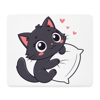 Cuddly Black Kitten on Pillow - Mouse Pad (horizontal) - white - Front