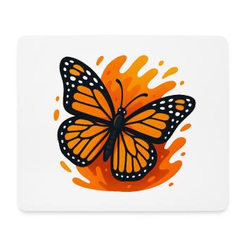 Papillon tropical en rouge feu et noir - Tapis de souris (format paysage) - blanc - Devant