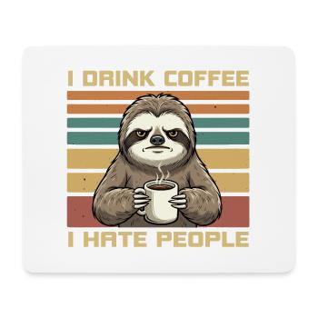 Grumpy Funny Sloth Drink Coffee and Hate People - Tapis de souris (format paysage) - blanc - Devant