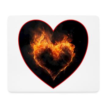 Herz aus Flammen als Liebeserklärung - Mousepad (Querformat) - Weiß - Vorne