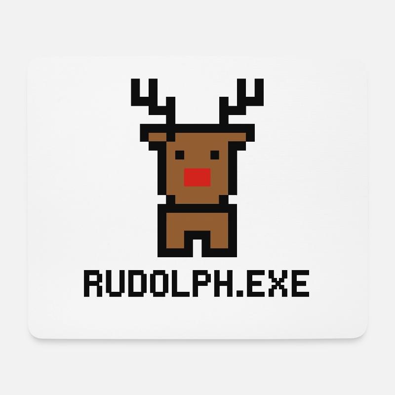 Rudolph.exe Pixel Rentier - Mousepad (Querformat) - Weiß