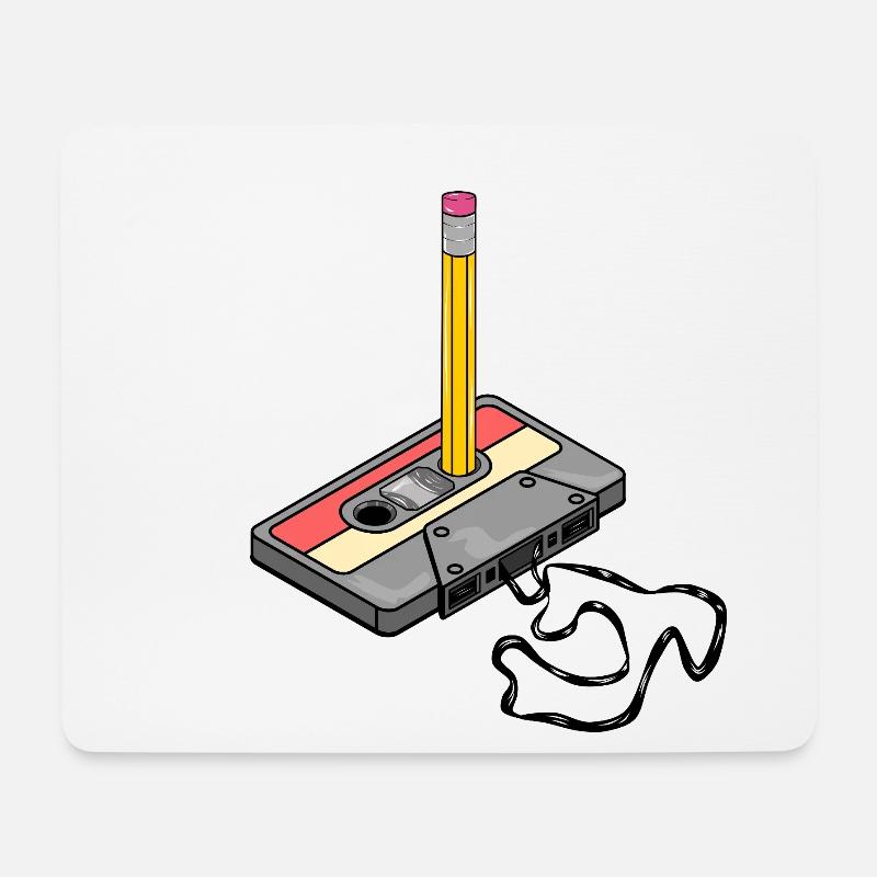 Nostalgia Retro Kassettenband Bleistift 2000 Vibes - Mousepad (Querformat) - Weiß