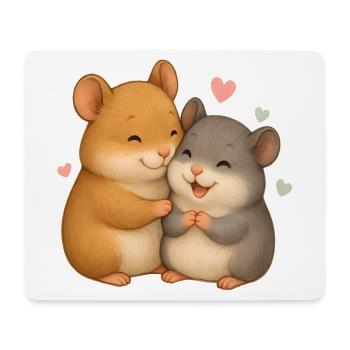 Cute Hamster Love – Cute Animal Motif - Mouse Pad (horizontal) - white - Front