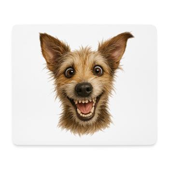 Wahnsinnig fröhlicher Hundekopf - Mousepad (Querformat) - Weiß - Vorne