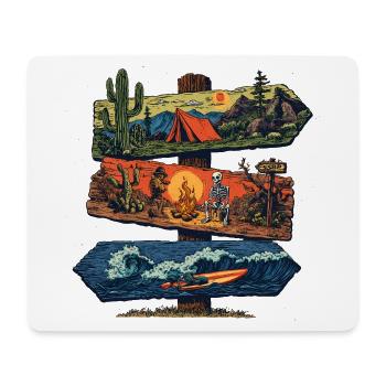 Adventure Signpost – Camping, Desert & Surf - Mouse Pad (horizontal) - white - Front