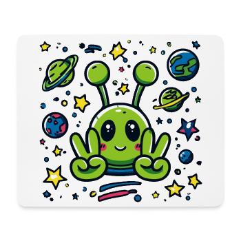 Little Alien Peace Sign Space - Mouse Pad (horizontal) - white - Front
