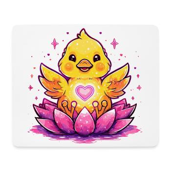 Küken auf Lotus mit Herz - Mousepad (Querformat) - Weiß - Vorne
