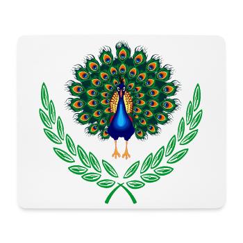 Peacock in Green Laurel Wreath - Mouse Pad (horizontal) - white - Front