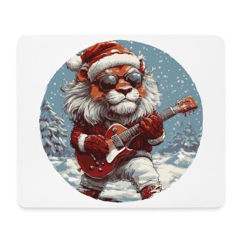 Lion Guitar de Noël - Tapis de souris (format paysage) - blanc - Devant