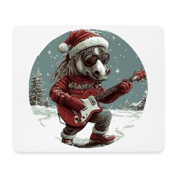 Pferd Weihnachten Gitarre - Mousepad (Querformat) - Weiß - Vorne