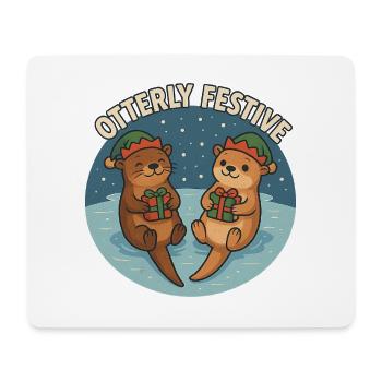 Otterly Festive Otters with Gifts - Mouse Pad (horizontal) - white - Front