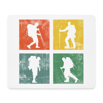 Wandern Wanderung Berge Retro - Mousepad (Querformat) - Weiß - Vorne