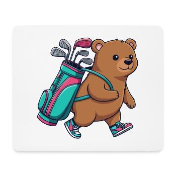 Funny Bear Golfer Cartoon Cool Golf Animal - Mouse Pad (horizontal) - white - Front
