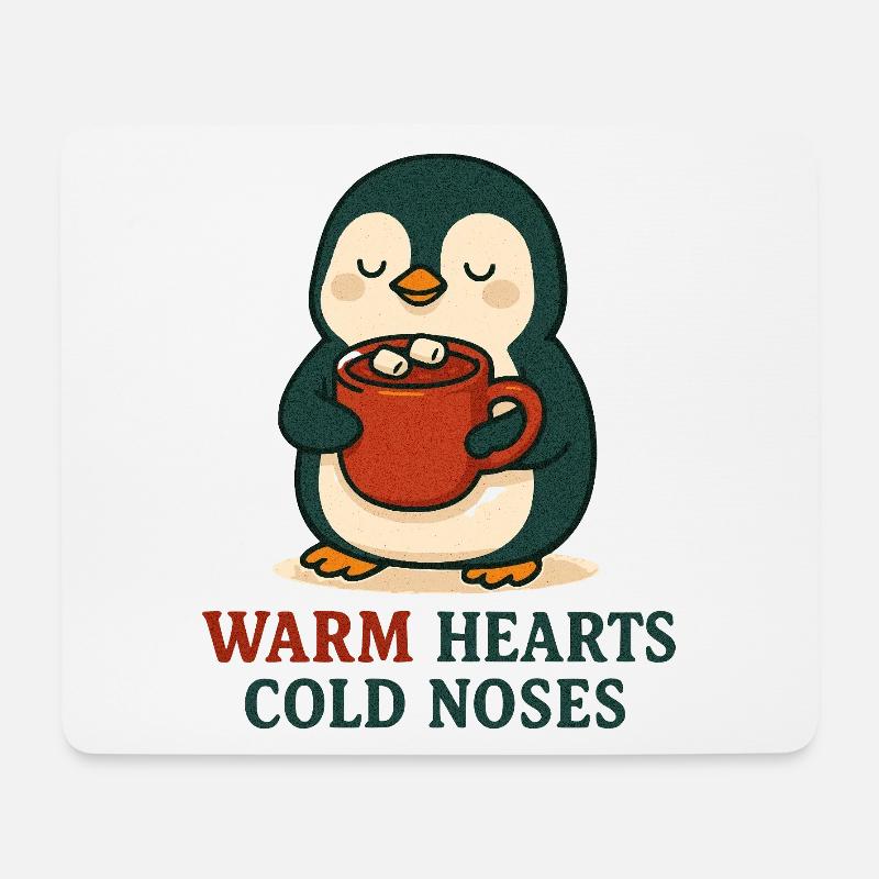 Kuschelpinguin mit heißer Tasse - Mousepad (Querformat) - Weiß