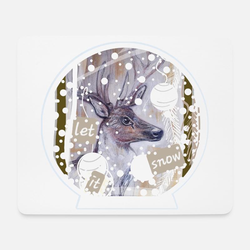 Cerf-boule à neige - Tapis de souris (format paysage) - blanc