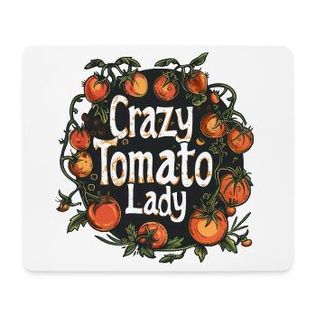 Crazy Tomato Lady – Funny Tomato Growing Design - Mousepad (Querformat) - Weiß - Vorne