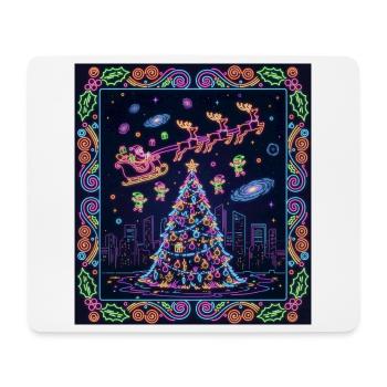 Nuit de Noël magique au néon - Tapis de souris (format paysage) - blanc - Devant