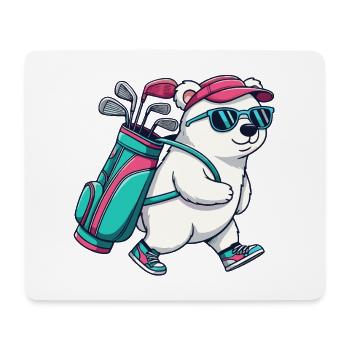 Funny Polar-Bear Golfer Cartoon Cool Golf Animal - Mouse Pad (horizontal) - white - Front
