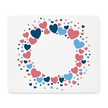 Herz Kranz Blau Rosa Blumenkranz - Mousepad (Querformat) - Weiß - Vorne