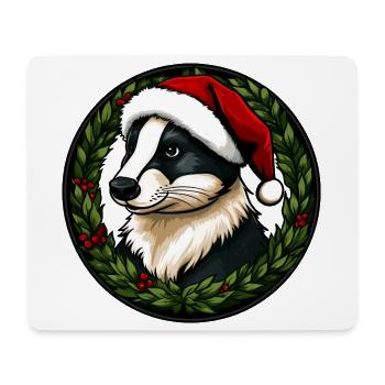 Christmas badgers - Mouse Pad (horizontal) - white - Front