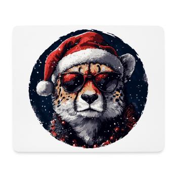 Père Noël léopard avec des lunettes de soleil - Tapis de souris (format paysage) - blanc - Devant