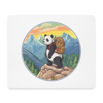 Cute Panda Hiking Camping Mountain Adventure - Mouse Pad (horizontal) - white - Front