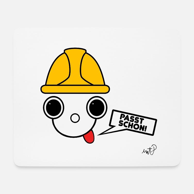 Koppie mit Bauarbeiterhelm  - Mousepad (Querformat) - Weiß