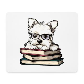Süßes Westie-Hundelesebuch mit Brille - Mousepad (Querformat) - Weiß - Vorne