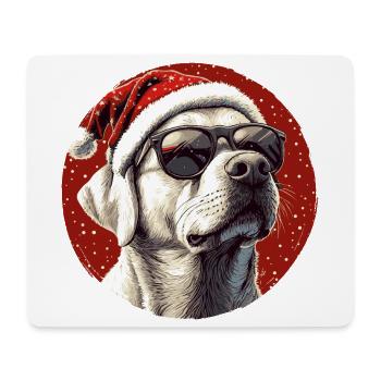 Weihnachts Hund mit Sonnenbrille - Mousepad (Querformat) - Weiß - Vorne
