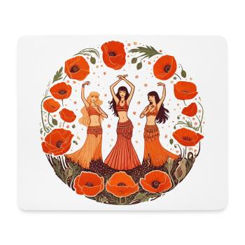 Trio de danse du ventre du cercle de pavot - Tapis de souris (format paysage) - blanc - Devant