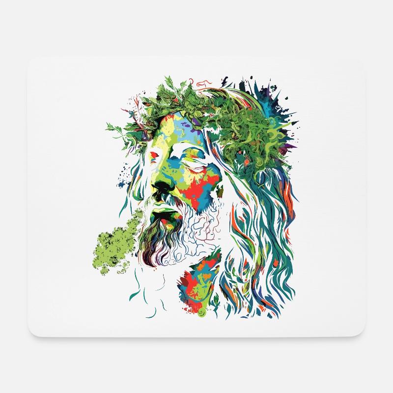 Explosion des couleurs rastafari de Jésus - Tapis de souris (format paysage) - blanc
