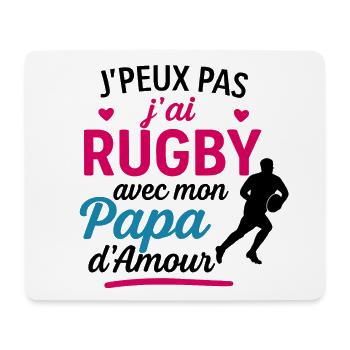 Rugby-Papa in Pink Heart - Mousepad (Querformat) - Weiß - Vorne