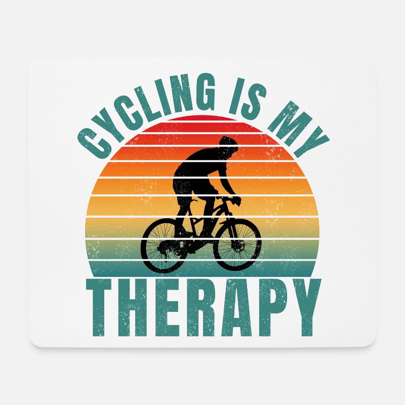 cycling is my therapy - Mouse Pad (horizontal) - white