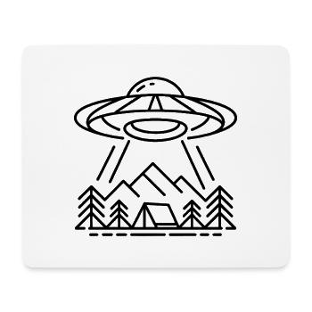 UFO at Campsite - Cool Alien Logo - Mouse Pad (horizontal) - white - Front