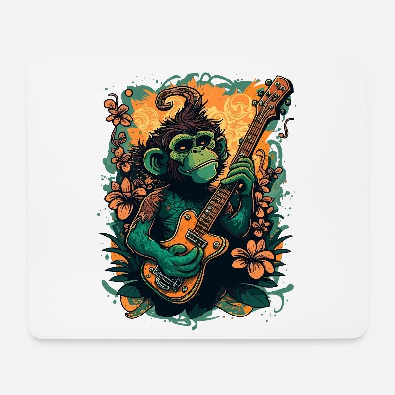 Dschungel-Gitarrist mit Gitarre - Mousepad (Querformat) - Weiß