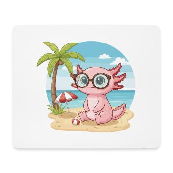 Mignon Axolotl avec des lunettes vacances d’été sur la plage - Tapis de souris (format paysage) - blanc - Devant