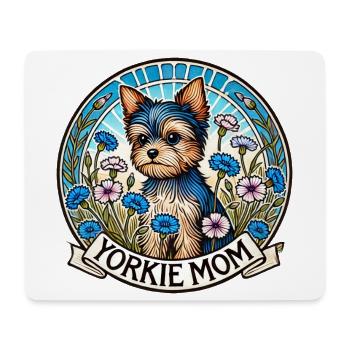 Yorkie Mom Blumenemblem - Mousepad (Querformat) - Weiß - Vorne