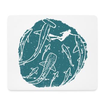 Deep Ocean Silhouette Circle - Mouse Pad (horizontal) - white - Front