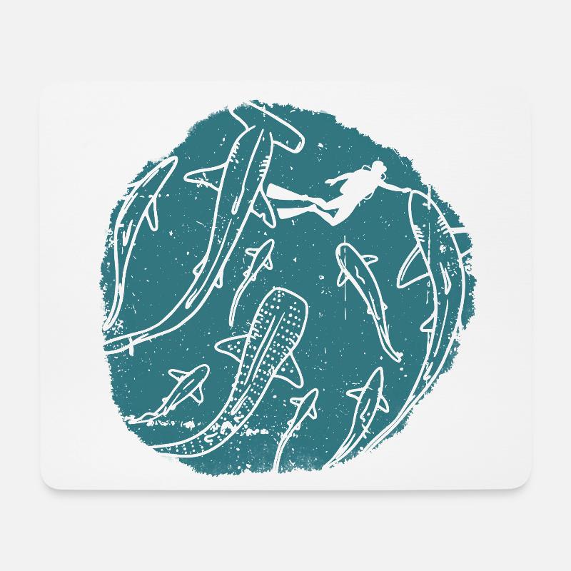 Tiefozean-Silhouettenkreis - Mousepad (Querformat) - Weiß