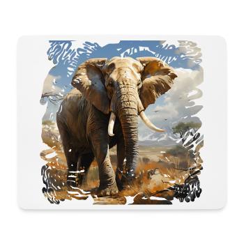 Afrikanischer Elefant im Sonnenlicht - Mousepad (Querformat) - Weiß - Vorne