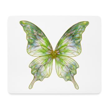 Grüner Aquarellschmetterling Glanz - Mousepad (Querformat) - Weiß - Vorne