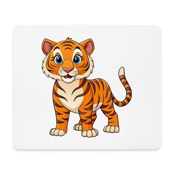Cartoon-artiger Tiger - Mousepad (Querformat) - Weiß - Vorne