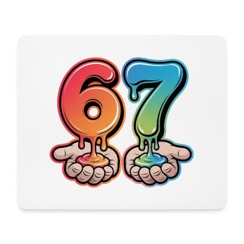 67 - T-shirt Funny Six Seven - Tapis de souris (format paysage) - blanc - Devant