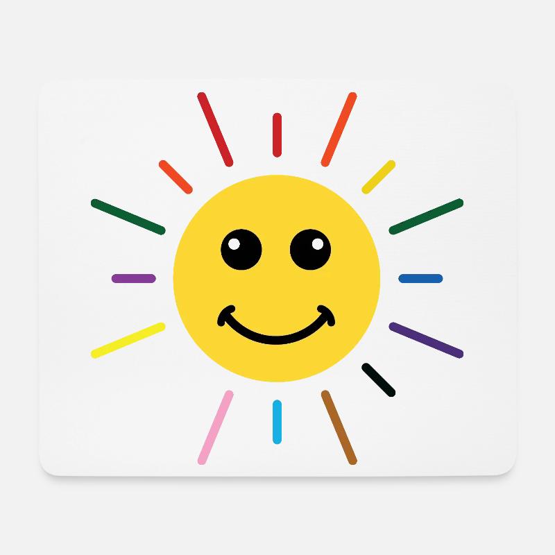 Sunny Rainbow Sun Smile LGBTQ - Mousepad (Querformat) - Weiß