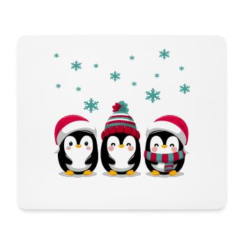 Three penguins with Christmas hats - Mouse Pad (horizontal) - white - Front