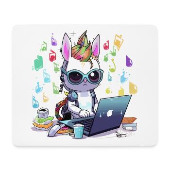 Unicorn Tech-Gamer im Kreativstudio - Mousepad (Querformat) - Weiß - Vorne