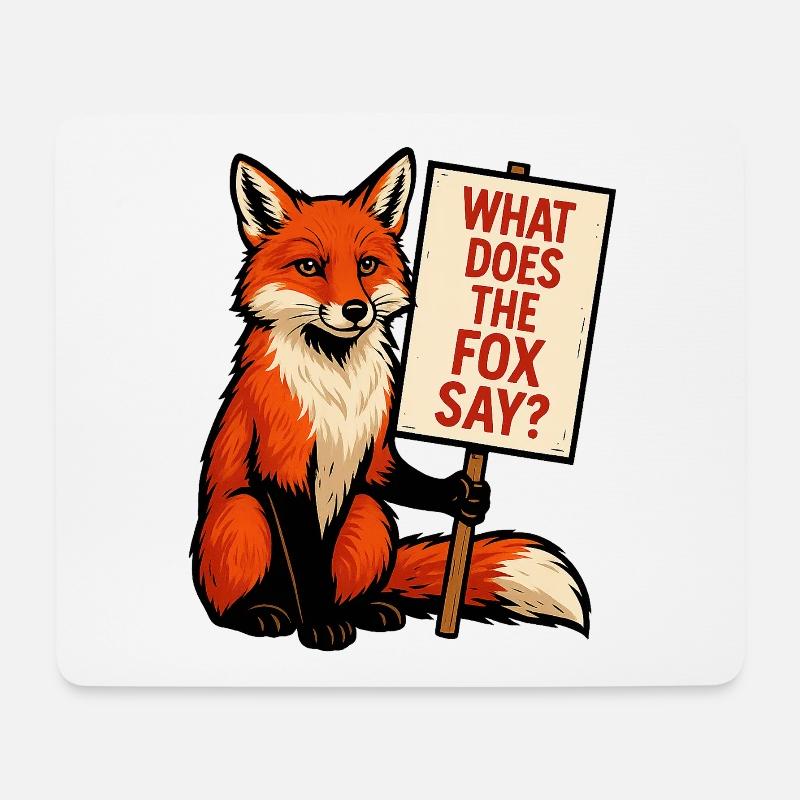 Fuchs mit Schild – Was sagt der Fuchs - Mousepad (Querformat) - Weiß