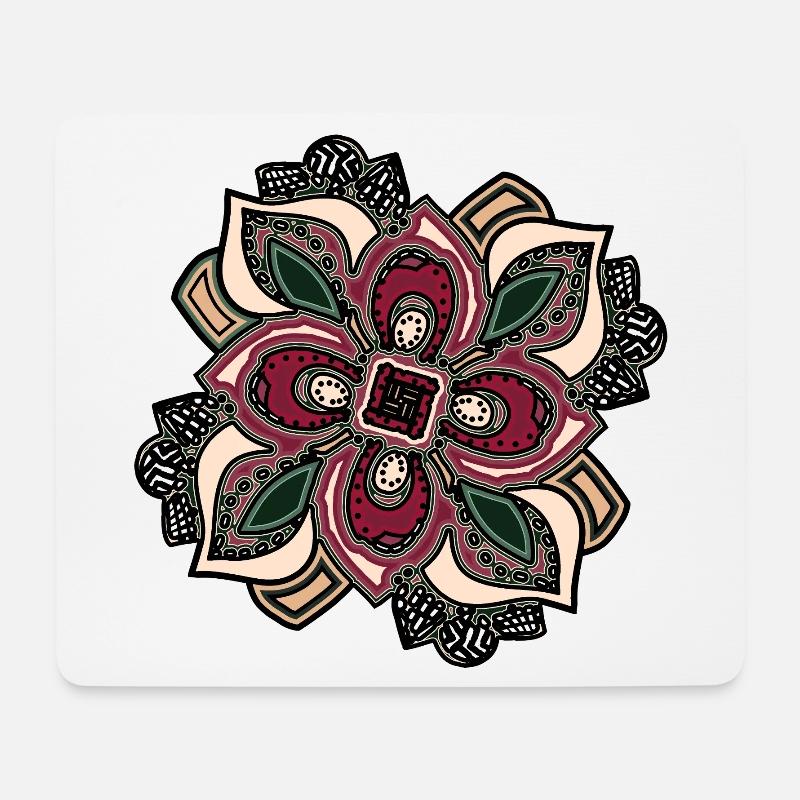 Boho Mandala Blossom Pink Green - Mouse Pad (horizontal) - white